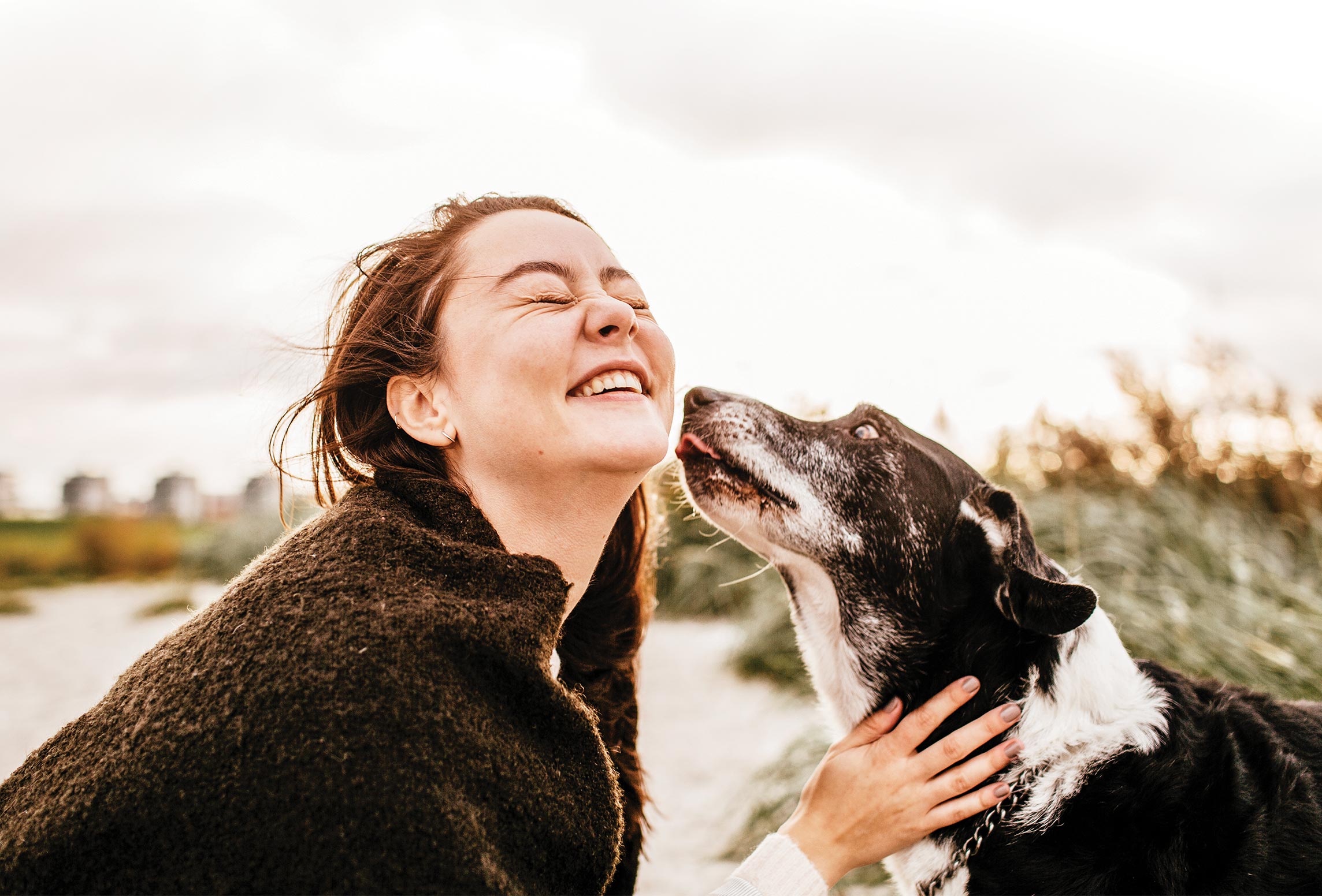 woman and her dog