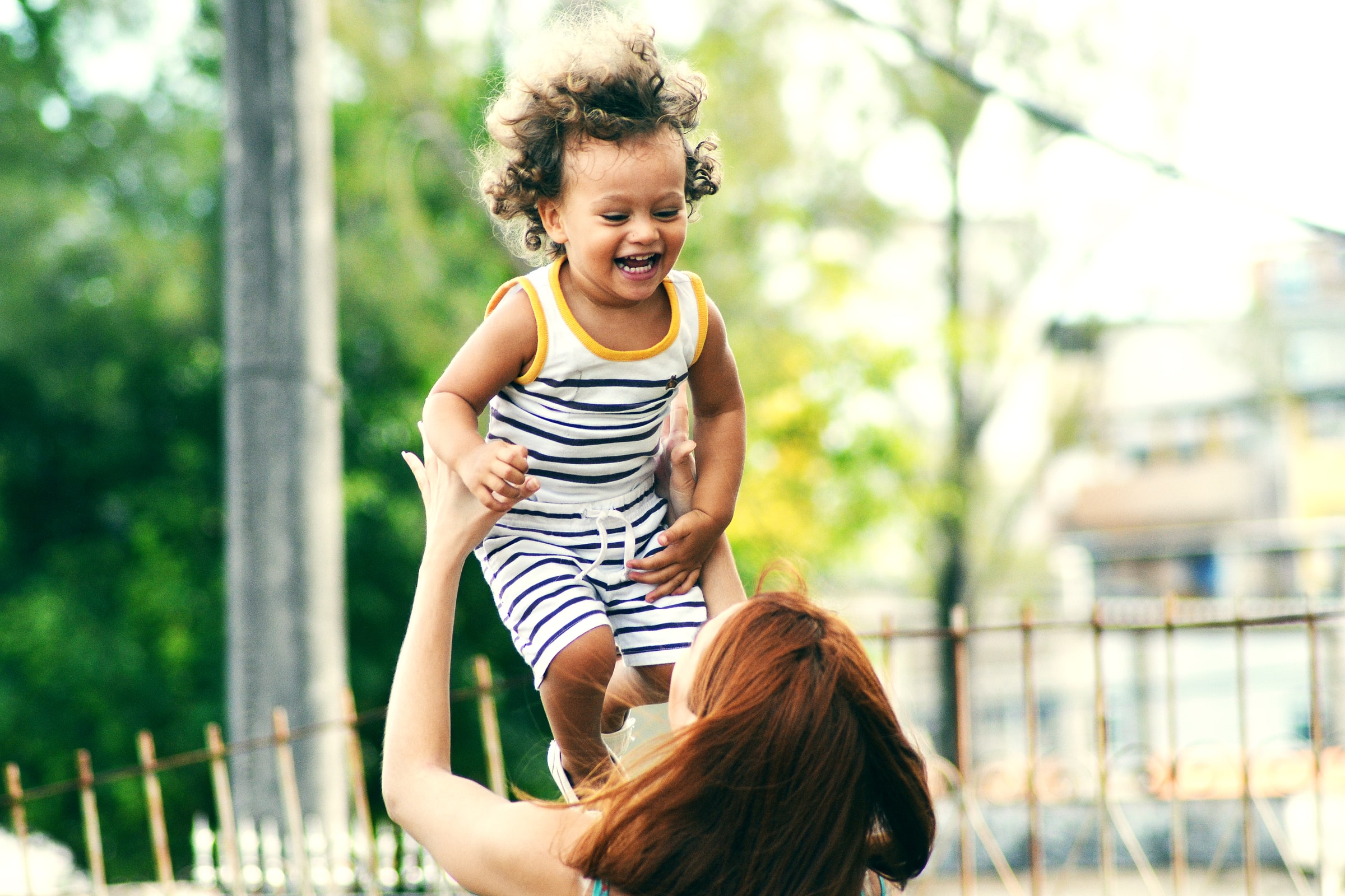 mom playing with child