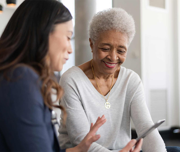 nurse and patient having a conversation