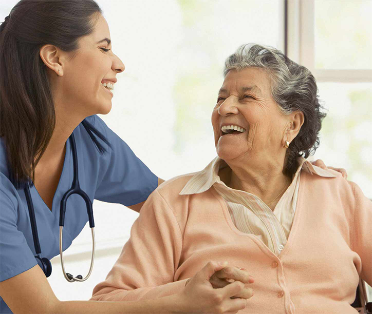 nurse and patient talking