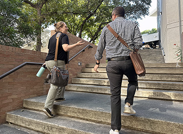 students walking on campus