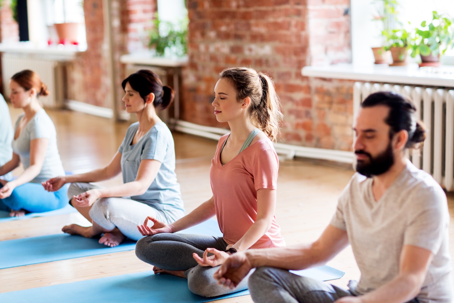 People doing yoga in sitting positions