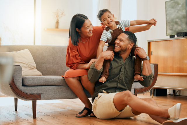 A photo of a man with his family