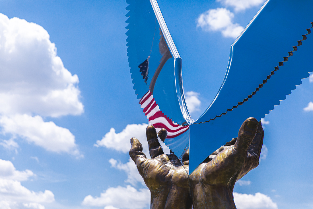 The Wings of Hope statue outside the Mays Cancer Center