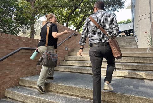 students walking on campus