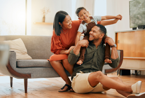 A photo of a man with his family
